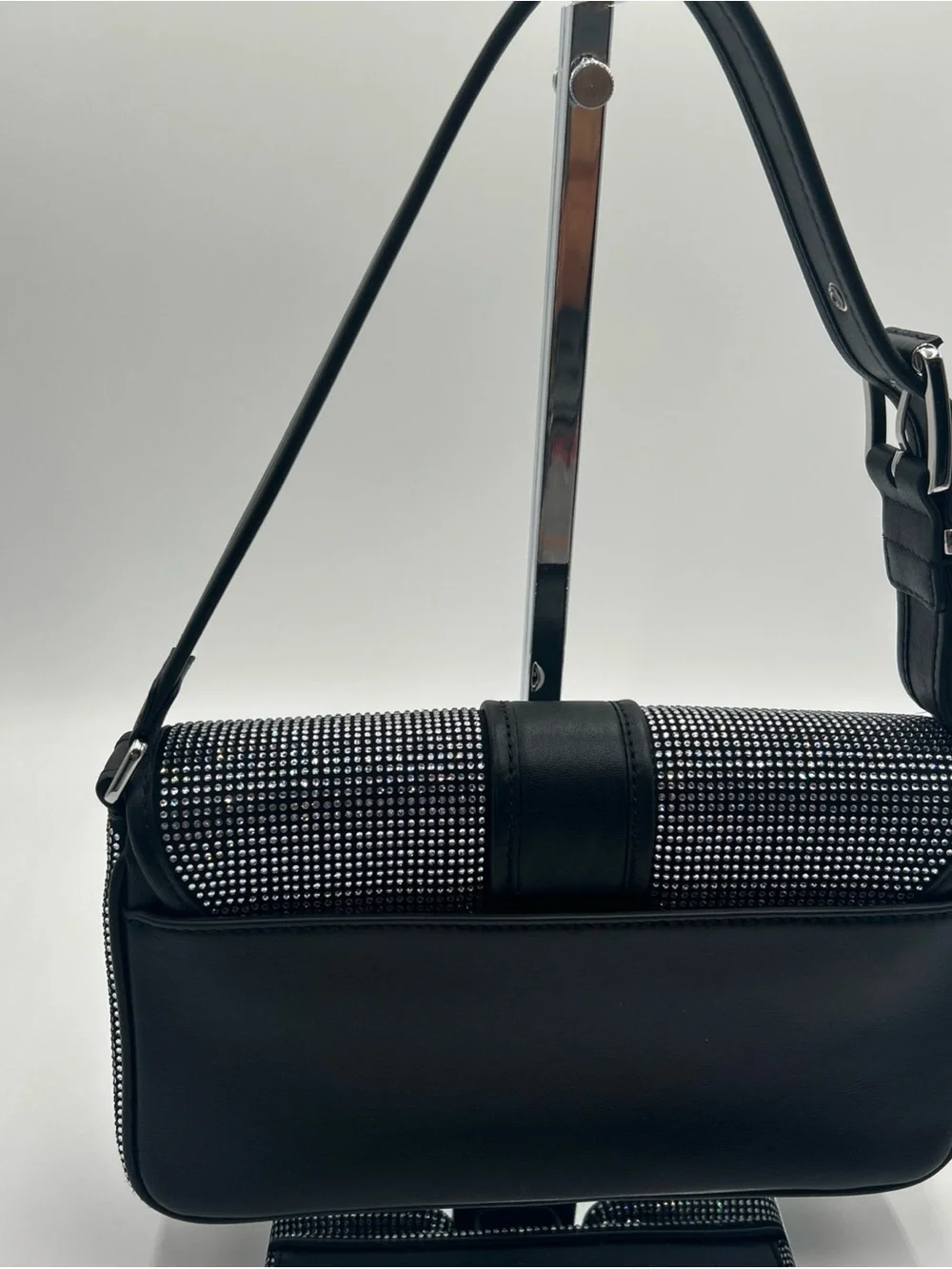 Michael Kors Black Rhinestone-Embellished Messenger Bag